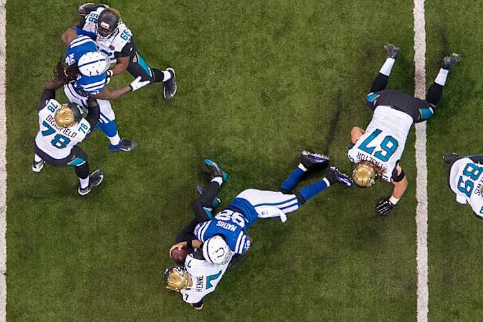 Mathis had two sacks of Chad Henne in the regular-season finale—warmup for the Chiefs’ visit? (Zach Bolinger/Icon SMI)